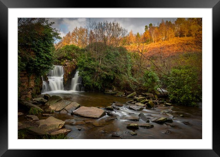 Penllergare Woods waterfall Framed Mounted Print by Leighton Collins