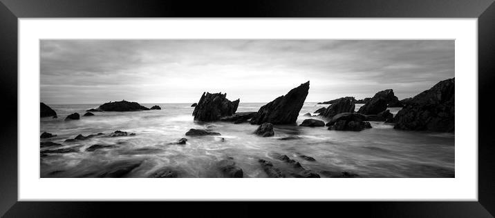 Ayrmer Cove South Hams Devon south west coast path black and white 3 Framed Mounted Print by Sonny Ryse
