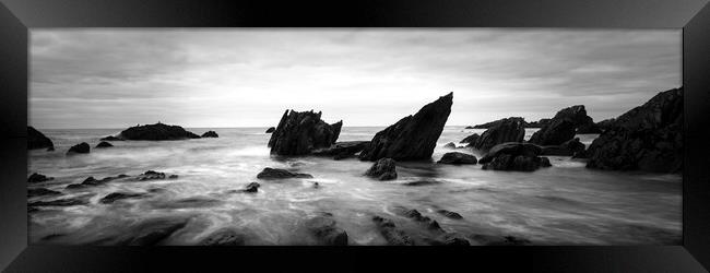Ayrmer Cove South Hams Devon south west coast path black and white 3 Framed Print by Sonny Ryse