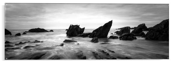 Ayrmer Cove South Hams Devon south west coast path black and white 3 Acrylic by Sonny Ryse