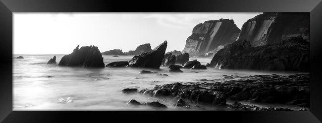 Ayrmer Cove South Hams Devon south west coast path black and white 4 Framed Print by Sonny Ryse