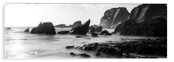 Ayrmer Cove South Hams Devon south west coast path black and white 4 Acrylic by Sonny Ryse
