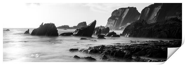 Ayrmer Cove South Hams Devon south west coast path black and white 4 Print by Sonny Ryse