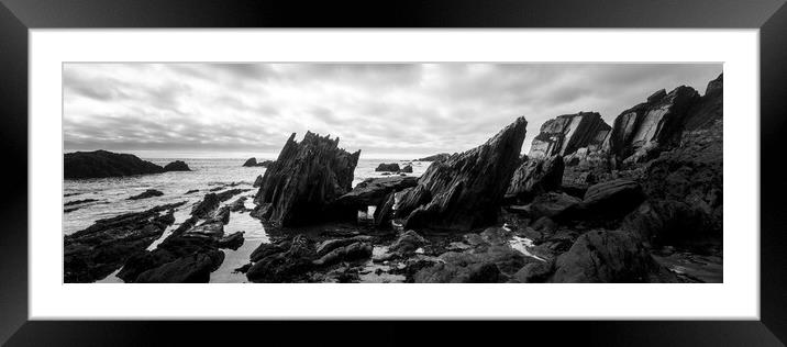 Ayrmer Cove South hams Devon Black and White Framed Mounted Print by Sonny Ryse
