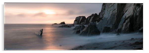 ayrmer-cove-south-hams-devon-coast-beach-sunset-panorma Acrylic by Sonny Ryse