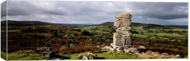 Bowermans nose tor dartmoor national park devon panorama Canvas Print by Sonny Ryse