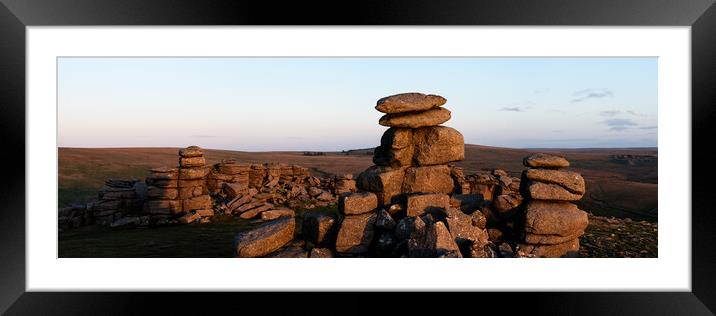 great staple tor dartmoor national park england panorama Framed Mounted Print by Sonny Ryse