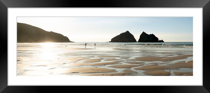 Holywell Beach and Gull Rock Cornwall 2 Framed Mounted Print by Sonny Ryse