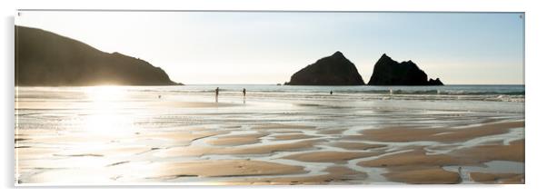 Holywell Beach and Gull Rock Cornwall 2 Acrylic by Sonny Ryse
