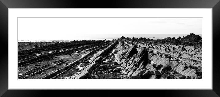 Welcombe Mouth beach North Devon South West Coast Path black and white 2 Framed Mounted Print by Sonny Ryse