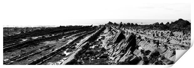 Welcombe Mouth beach North Devon South West Coast Path black and white 2 Print by Sonny Ryse