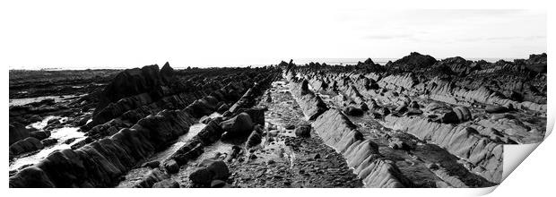 Welcombe Mouth beach North Devon South West Coast Path black and white 3 Print by Sonny Ryse
