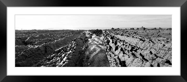 Welcombe Mouth beach North Devon South West Coast Path black and white 4 Framed Mounted Print by Sonny Ryse