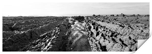 Welcombe Mouth beach North Devon South West Coast Path black and white 4 Print by Sonny Ryse