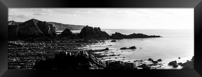 Hartland Quay North Devon south west coast path black and white Framed Print by Sonny Ryse