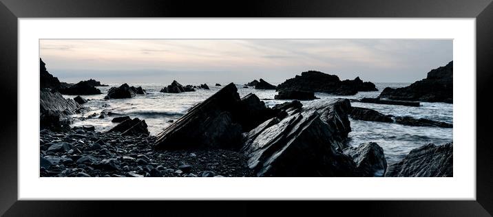 Hartland quay north devon coast beach england panorma Framed Mounted Print by Sonny Ryse