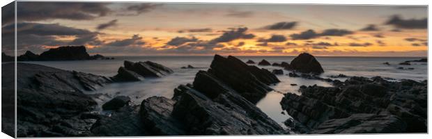 Hartland quay sunset north devon coast beach england panorma Canvas Print by Sonny Ryse