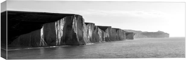 Seven sisters white chalk cliffs south coast england black and w Canvas Print by Sonny Ryse