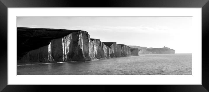 Seven sisters white chalk cliffs south coast england black and w Framed Mounted Print by Sonny Ryse