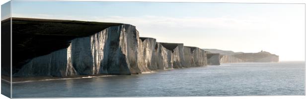 Seven sisters white chalk cliffs south coast england panorama Canvas Print by Sonny Ryse