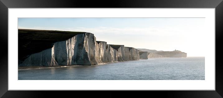 Seven sisters white chalk cliffs south coast england panorama Framed Mounted Print by Sonny Ryse