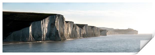 Seven sisters white chalk cliffs south coast england panorama Print by Sonny Ryse