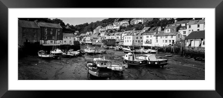 Smugglers Cove Polperro Fishing Harbour Black and White 2 Framed Mounted Print by Sonny Ryse