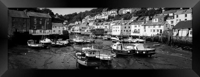 Smugglers Cove Polperro Fishing Harbour Black and White 2 Framed Print by Sonny Ryse