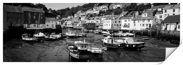 Smugglers Cove Polperro Fishing Harbour Black and White 2 Print by Sonny Ryse