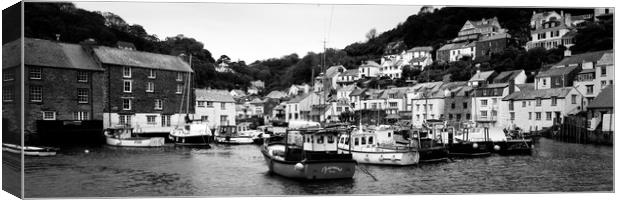 Smugglers Cove Polperro Fishing Harbour Black and White Canvas Print by Sonny Ryse
