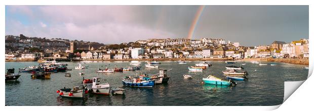 St Ives Fishing Boats and Harbour Rainbow cornwall Print by Sonny Ryse