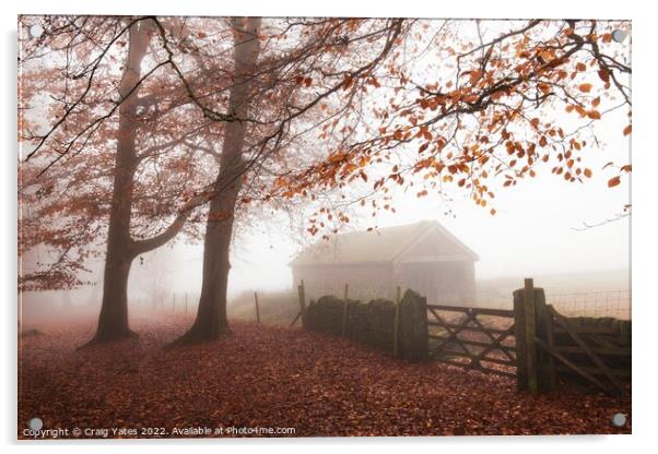 Longshaw Estate Misty Autumnal Morning. Acrylic by Craig Yates