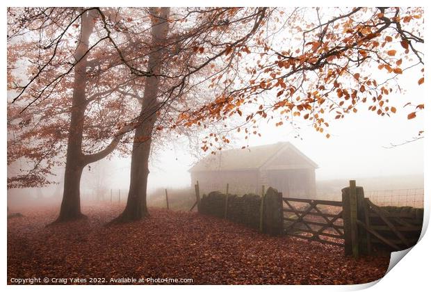 Longshaw Estate Misty Autumnal Morning. Print by Craig Yates