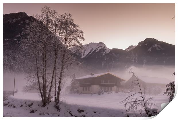 Icy fog in the valley Print by Thomas Schaeffer