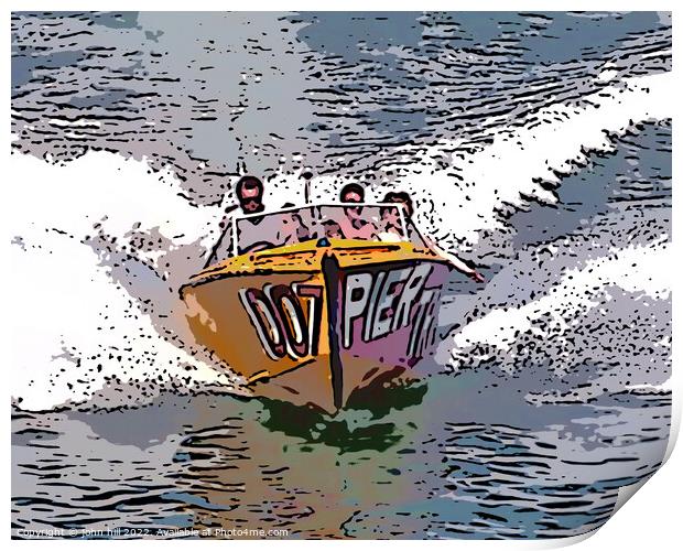 Pleasure Speedboat (Painting effect) Print by john hill