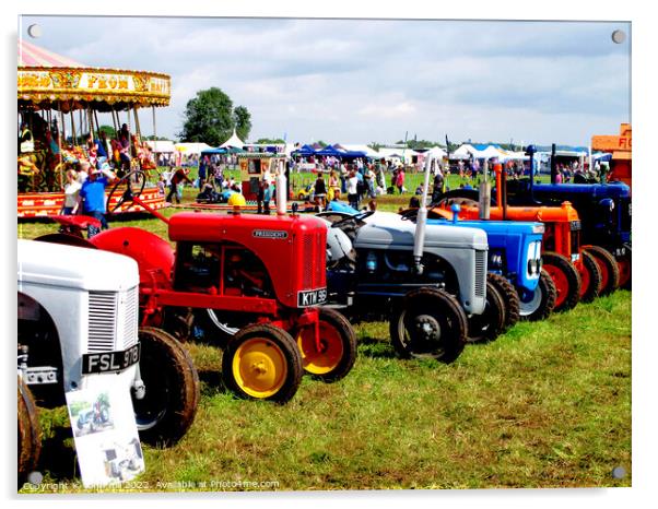 Vintage tractors at Country show. Acrylic by john hill
