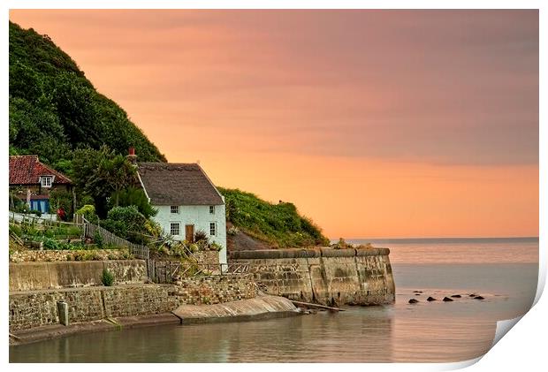 Thatched Coastguard Cottage, Runswick Bay, North Yorkshire Print by Martyn Arnold
