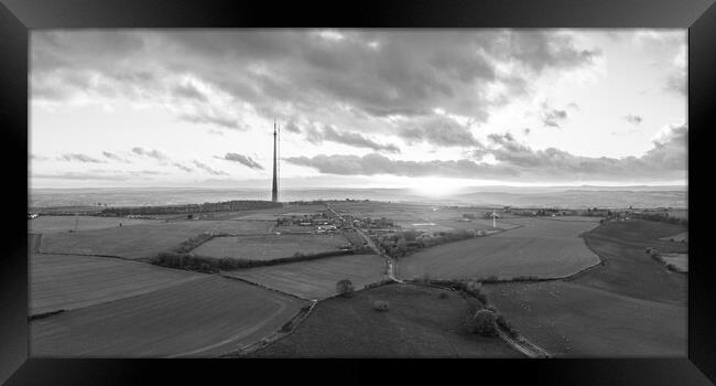 Emley Moor Mast Sunset Framed Print by Apollo Aerial Photography