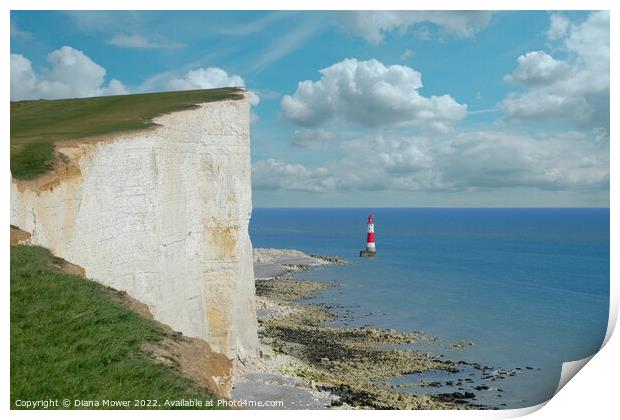 Beachy Head lighthouse Print by Diana Mower