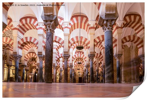 The arches of the Cordoba Mezquita Print by Jo Sowden