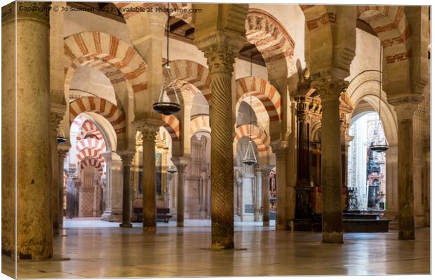 Inside the Cordoba Mezquita Canvas Print by Jo Sowden