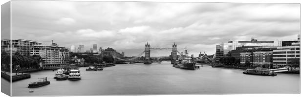 London Tower Bridge and the Thames River Black and white Canvas Print by Sonny Ryse