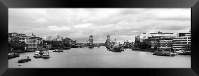 London Tower Bridge and the Thames River Black and white Framed Print by Sonny Ryse