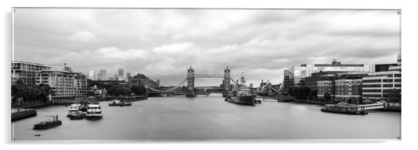 London Tower Bridge and the Thames River Black and white Acrylic by Sonny Ryse