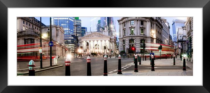 City of London Bank of England street at night Framed Mounted Print by Sonny Ryse