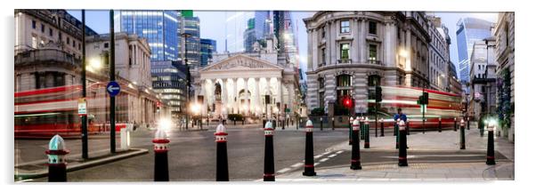 City of London Bank of England street at night Acrylic by Sonny Ryse