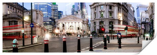 City of London Bank of England street at night Print by Sonny Ryse