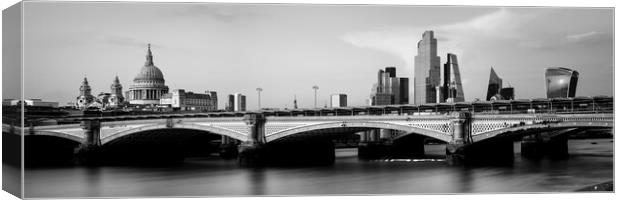 Blackfriars Bridge and the London City Skyline Black and White Canvas Print by Sonny Ryse