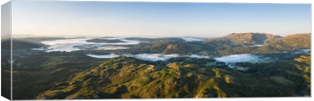 Loughrigg Fell and Langdlae cloud inversion aerial Lake District Canvas Print by Sonny Ryse