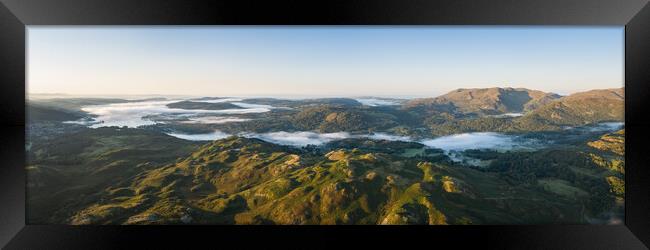 Loughrigg Fell and Langdlae cloud inversion aerial Lake District Framed Print by Sonny Ryse